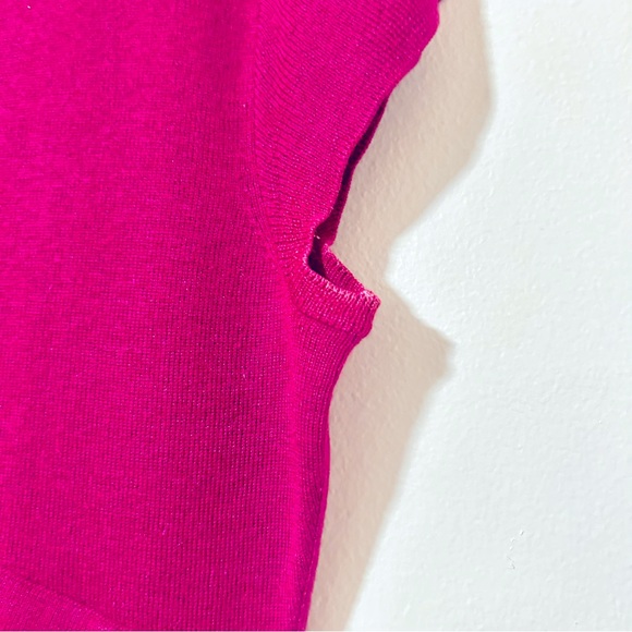Dana Buchman Magenta Silk/Cashmere Cap Sleeve with Tie Front Sweater Size Large - Picture 6 of 9